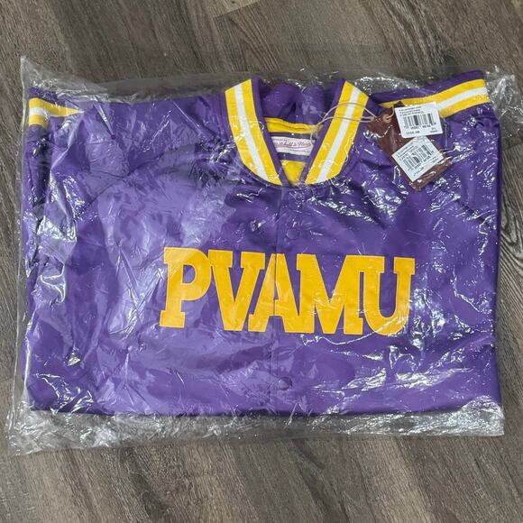 NWT! Mitchell & Ness PVAMU NCAA Lightweight Full Snap Bomber Jacket - Size 2XL - Picture 8 of 9